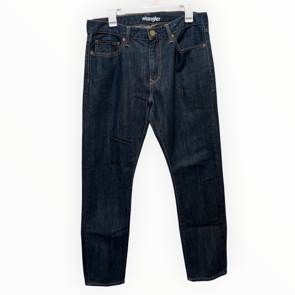 Wrangler Mens Slim Straight Jeans Dark Wash Indigo Blue WLT88BZ 34x29